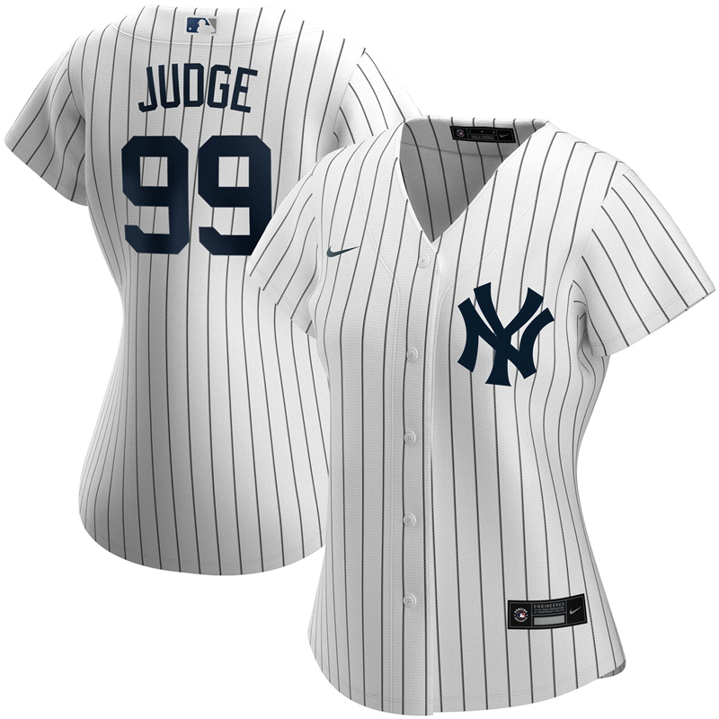 2020 MLB Women New York Yankees 99 Aaron Judge Nike White Home 2020 Replica Player Name Jersey 1